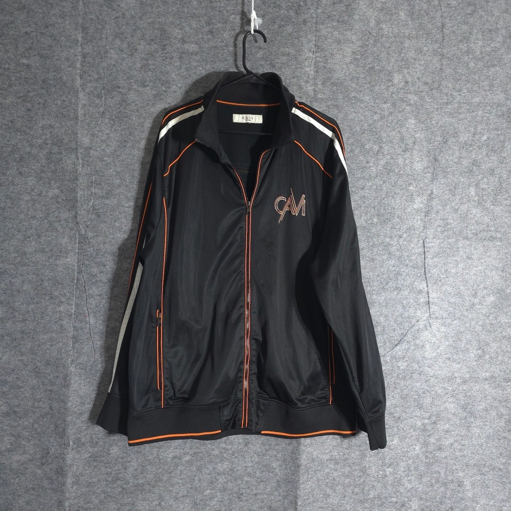CAVI Tracksuit Jacket Mens Black Size XL Full Zip Sports Performance Solid Logo